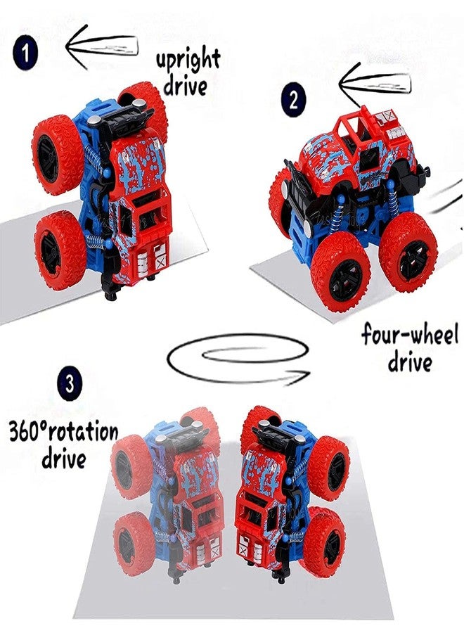 BlackZone Unbreakable Monster Truck Friction Powered Cars Toys Plastic Truck Big Rubber Tires 360 Degree Rotation Stunt 4WD Cars Gift for Kids Boys & Girls (Monster Car Pack of 4) - Image 5